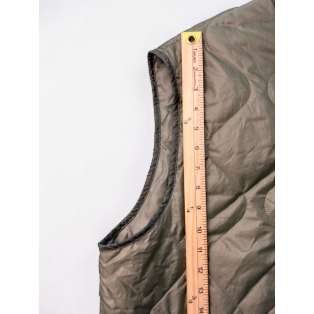ASOS DESIGN Womens Quilted Vest Olive Green Onion Stitch Button Front Pockets XL - Picture 8 of 10